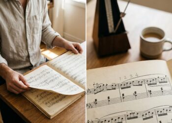 Trainingsschema op papier met naast een oefening een tempocode van vier cijfers